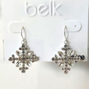 Belk Silver Tone Crystal Mini Snowflake French Wire Earrings